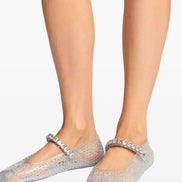 Jimmy Choo Women Clear Jelly Ballerina Flats With Crystal Embellishment