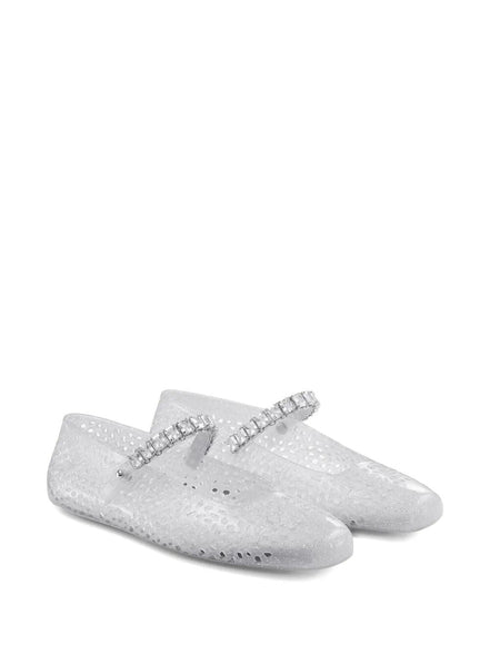 Jimmy Choo Women Clear Jelly Ballerina Flats With Crystal Embellishment