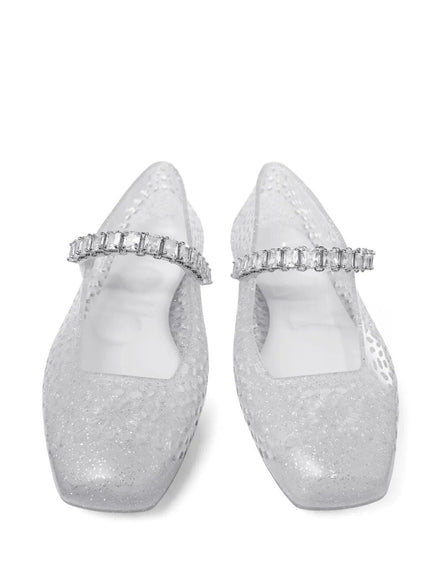 Jimmy Choo Women Clear Jelly Ballerina Flats With Crystal Embellishment