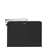 Saint Laurent Men Zipped Tablet Holder In Grain De Poudre-Leather