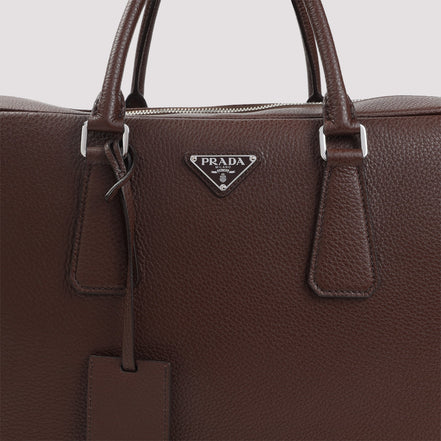 Prada Grained Leather Tote Bag Unisex