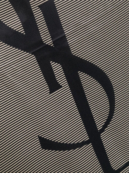 Saint Laurent Men Cassandre Striped Semi-Sheer Stole In Silk Charmeuse