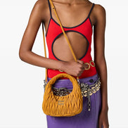 Miu Miu Women Small Wander Matelassé Suede Bag