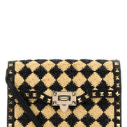 Valentino Garavani Women Two-Tone Raffia Rockstud Crossbody Bag