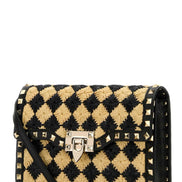 Valentino Garavani Women Two-Tone Raffia Rockstud Crossbody Bag