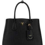 Prada Women Black Leather Small Double Handbag
