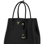 Prada Women Black Leather Small Double Handbag