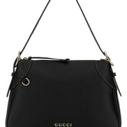 Gucci Women Black Leather Medium Gg Emblem Shoulder Bag