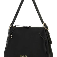 Gucci Women Black Leather Medium Gg Emblem Shoulder Bag