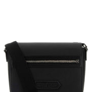 Tom Ford Men Black Leather Small Traveller Crossbody Bag