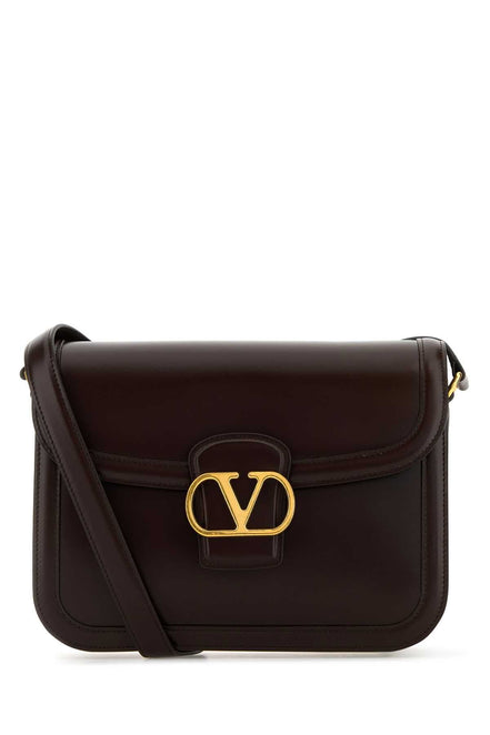 Valentino Garavani Women Dark Brown Leather 9To5 Shoulder Bag