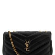 Saint Laurent Women Black Leather Medium Loulou Shoulder Bag