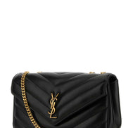 Saint Laurent Women Black Leather Medium Loulou Shoulder Bag