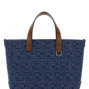 Fendi Men Embroidered Denim Handbag