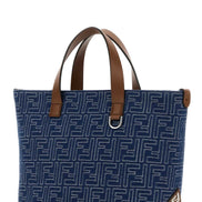Fendi Men Embroidered Denim Handbag