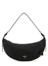 Prada Women Black Leather Large Prada Demi-Lune Crossbody Bag