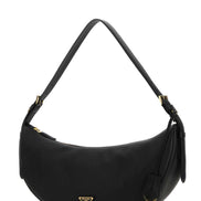 Prada Women Black Leather Large Prada Demi-Lune Crossbody Bag