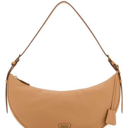 Prada Women Peach Leather Large Prada Demi-Lune Crossbody Bag