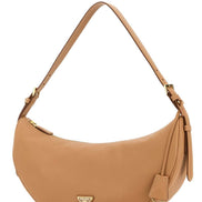 Prada Women Peach Leather Large Prada Demi-Lune Crossbody Bag