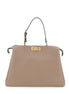 Fendi Women 'Pekaboo Soft Large' Grey Handbag With Twist Lock In Leather Woman