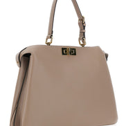 Fendi Women 'Pekaboo Soft Large' Grey Handbag With Twist Lock In Leather Woman