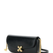 Alexander Mcqueen Women 'Skull Flower' Black Crossbody Bag With Chain-Link Shoulder Strap And Logo Plaque On The Front In Leather Woman