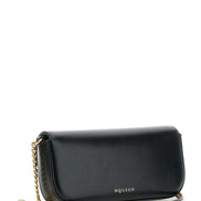 Alexander Mcqueen Women 'Skull Flower' Black Crossbody Bag With Chain-Link Shoulder Strap And Logo Plaque On The Front In Leather Woman