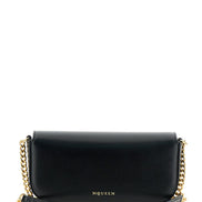 Alexander Mcqueen Women 'Skull Flower' Black Crossbody Bag With Chain-Link Shoulder Strap And Logo Plaque On The Front In Leather Woman