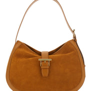 Alexander Mcqueen Women Brown Shoulder Bag With Adjustable Shoulder Strap And T Buckle Closure On The Front In Suede Woman