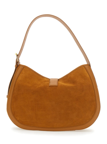 Alexander Mcqueen Women Brown Shoulder Bag With Adjustable Shoulder Strap And T Buckle Closure On The Front In Suede Woman