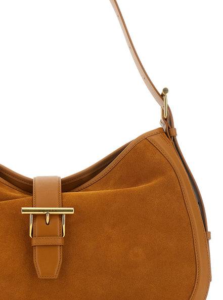 Alexander Mcqueen Women Brown Shoulder Bag With Adjustable Shoulder Strap And T Buckle Closure On The Front In Suede Woman
