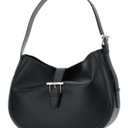 Alexander Mcqueen Women Black Shoulder Bag With Adjustable Shoulder Strap And T Buckle Closure On The Front In Leather Woman