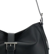 Alexander Mcqueen Women Black Shoulder Bag With Adjustable Shoulder Strap And T Buckle Closure On The Front In Leather Woman