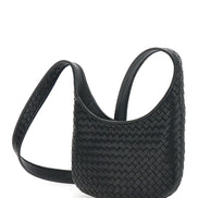 Bottega Veneta Men 'Veneto' Black Shoulder Bag With Fixed Shoulder Strap And All-Over Intrecciato Motif In Leather Man