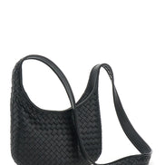Bottega Veneta Men 'Veneto' Black Shoulder Bag With Fixed Shoulder Strap And All-Over Intrecciato Motif In Leather Man