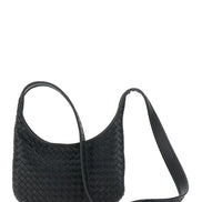 Bottega Veneta Men 'Veneto' Black Shoulder Bag With Fixed Shoulder Strap And All-Over Intrecciato Motif In Leather Man