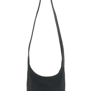 Bottega Veneta Men 'Veneto' Black Shoulder Bag With Fixed Shoulder Strap And All-Over Intrecciato Motif In Leather Man