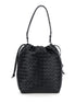 Bottega Veneta Men Black Shoulder Bag With Drawstring Closure And Intrecciato Motif In Leather Man