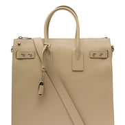 Saint Laurent Men 'Sac De Jour' Beige Tote Bag With Embossed Logo In Grainy Leather Man