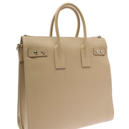 Saint Laurent Men 'Sac De Jour' Beige Tote Bag With Embossed Logo In Grainy Leather Man