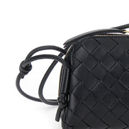 Bottega Veneta Women Crossbody Bag 'Concert' With Intreccio Motif In Black Leather For Women