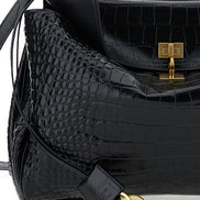 Balenciaga Women Handbag 'Rodeo' With Removable Shoulder Strap In Black Leather For Women