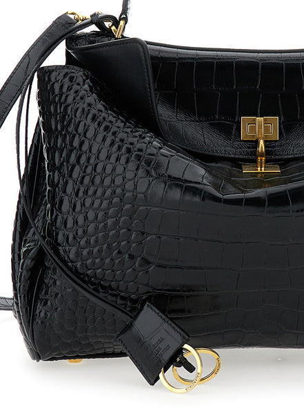 Balenciaga Women Handbag 'Rodeo' With Removable Shoulder Strap In Black Leather For Women