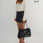 Balenciaga Women Handbag 'Rodeo' With Removable Shoulder Strap In Black Leather For Women