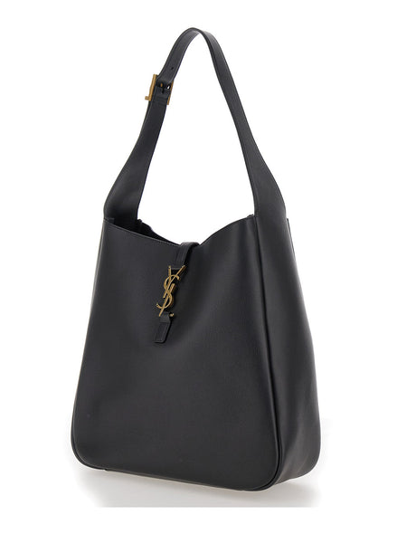 Saint Laurent Women Shoulder Bag 'Le 5 À 7 Grande' With Cassandre In Black Smooth Leather For Women
