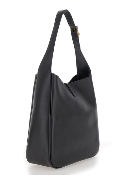 Saint Laurent Women Shoulder Bag 'Le 5 À 7 Grande' With Cassandre In Black Smooth Leather For Women