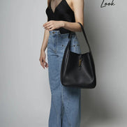 Saint Laurent Women Shoulder Bag 'Le 5 À 7 Grande' With Cassandre In Black Smooth Leather For Women