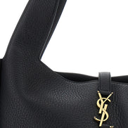 Saint Laurent Women Tote Bag With Two Top Handles And Hook Closure Cassandre In Grained Black Leather For Women