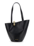 Jacquemus Women 'Le Bambola' Black Medium Shoulder Bag With Impressed Logo Lettering On The Front And Ring Closure On The Front In Leather For Women