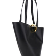 Jacquemus Women 'Le Bambola' Black Medium Shoulder Bag With Impressed Logo Lettering On The Front And Ring Closure On The Front In Leather For Women